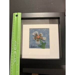Black Square Wood Shadow Box Frame 4x4, Seaglass, Bloom